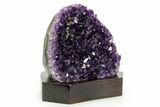 Deep Purple Amethyst Geode With Wood Base - Uruguay #364436-1